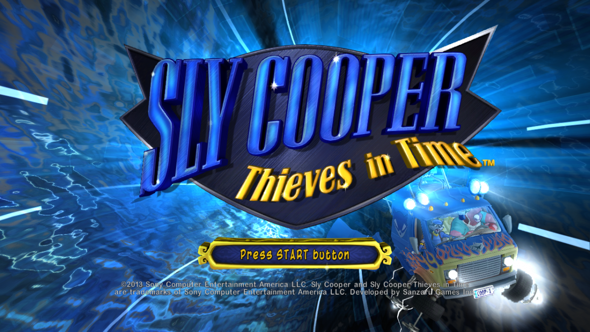 Sly Cooper: Thieves In Time title screen for PlayStation 3 (PS3) video game