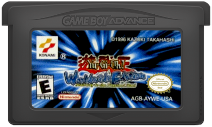 Yu-Gi-Oh Worldwide Edition Stairway to the Destined Duel for Game Boy Advance, cartridge for a retro video game featuring strategy card battles, deck-building gameplay, turn-based duels, collectible cards, and anime-inspired competition