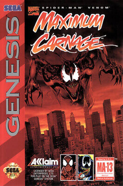 Spider Man Maximum Carnage cover art for Sega Genesis GEN video game