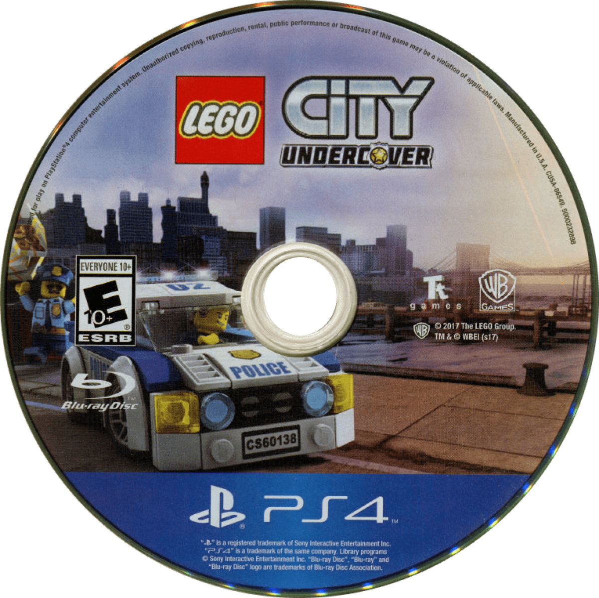 LEGO City Undercover PlayStation 4 open-world action-adventure video game brick-building humor Chase McCain undercover police officer free roam LEGO city driving disguises disc art