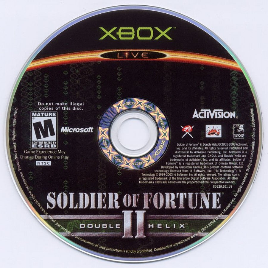 Soldier of Fortune II: Double Helix disc for Xbox (XBOX) video game