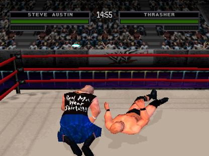 WWF War Zone Greatest Hits PlayStation PS1 for wrestling video game fans featuring classic WWF superstars fast paced wrestling matches signature finishing moves championship modes multiplayer competition authentic arena action sports entertainment collectible gaming appeal gameplay