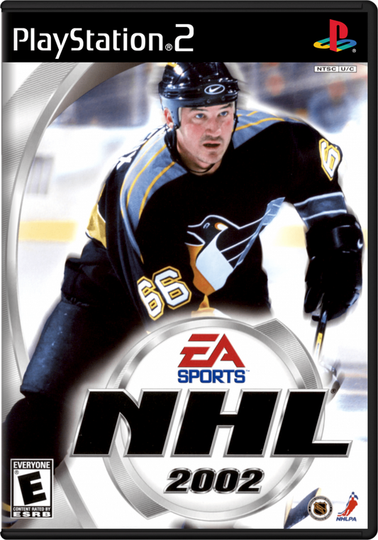 NHL 2002 – PlayStation 2 (PS2) video game cover image, ice hockey simulation.