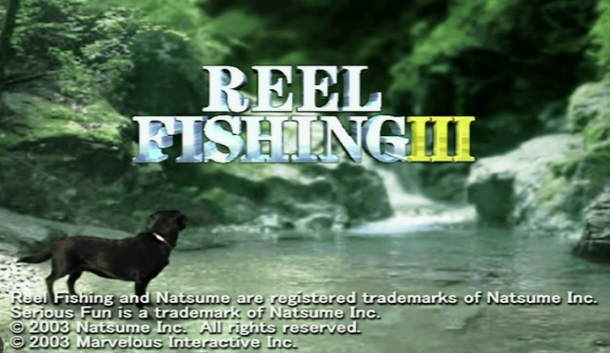 Reel Fishing III – PlayStation 2 (PS2) video game title screen, fishing simulation game.