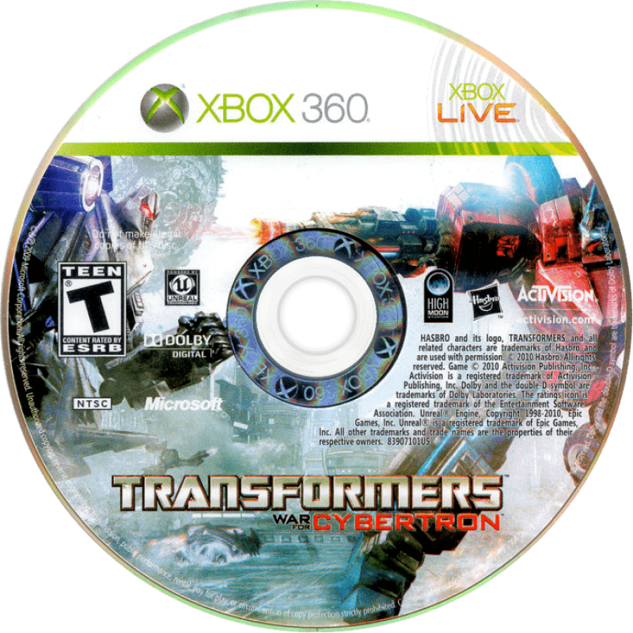 Transformers: War for Cybertron disc for Xbox 360 (X360) third-person shooter action video game