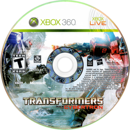 Transformers: War for Cybertron disc for Xbox 360 (X360) third-person shooter action video game