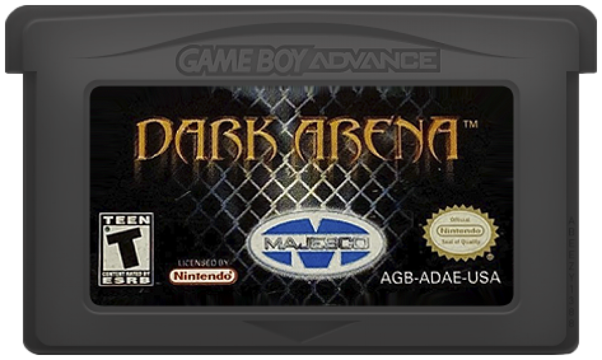 Dark Arena Game Boy Advance GBA video game featuring first person shooter gameplay futuristic arena combat weapon battles enemy encounters action packed missions sci fi environments and classic handheld gaming retro video game collection collectible gaming appeal cartridge