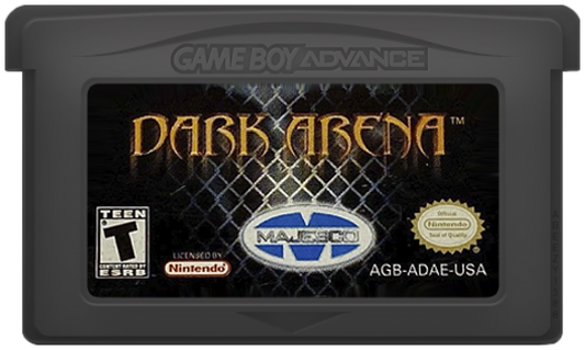 Dark Arena Game Boy Advance GBA video game featuring first person shooter gameplay futuristic arena combat weapon battles enemy encounters action packed missions sci fi environments and classic handheld gaming retro video game collection collectible gaming appeal cartridge
