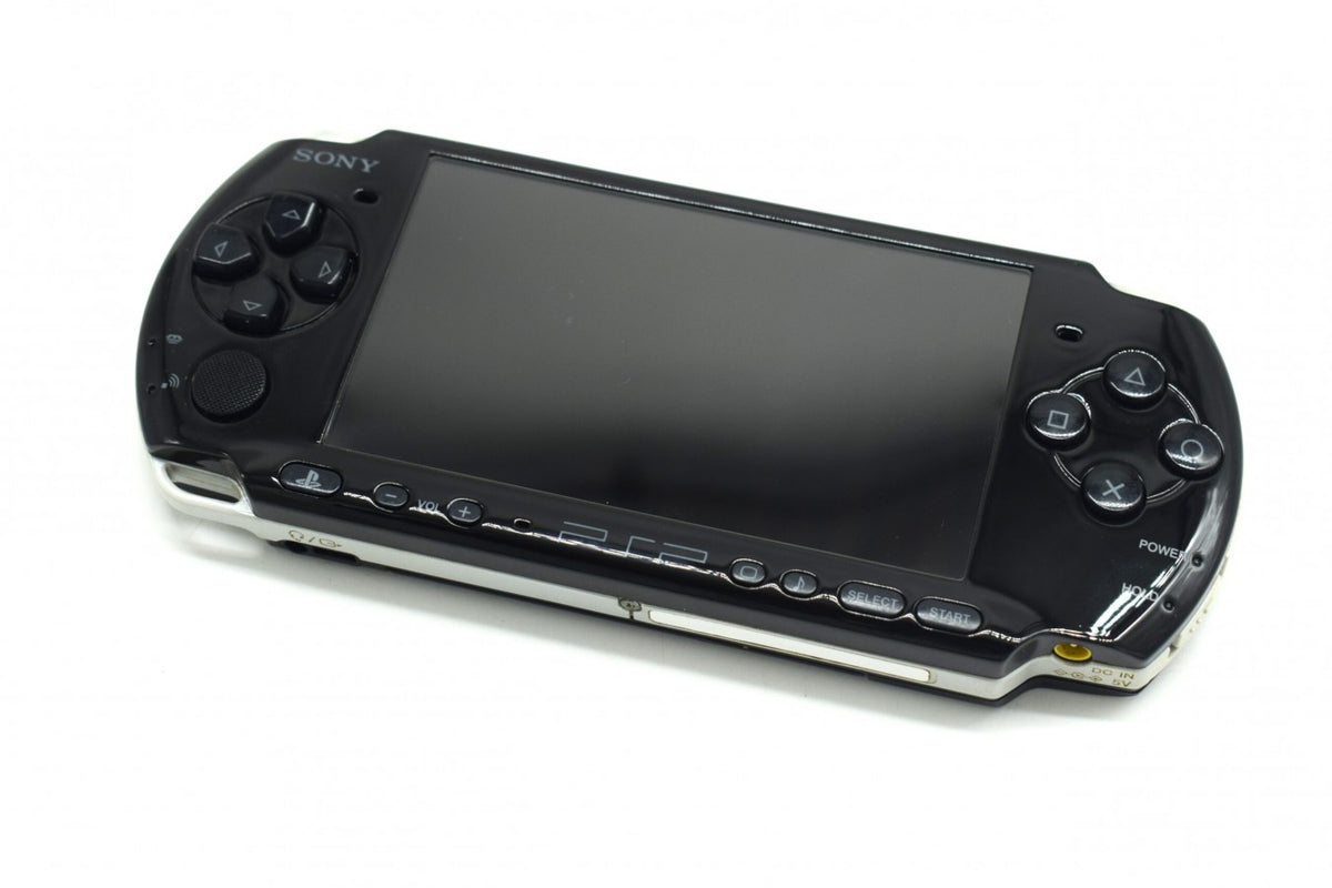 PlayStation Portable 3000 PSP 3000 Black JPN Japan Import Region Free handheld gaming console featuring a sleek black design portable gaming system UMD game support memory card compatibility vibrant widescreen display built-in controls Japanese import hardware region free gameplay and scratch and scuff condition collectible gaming appeal