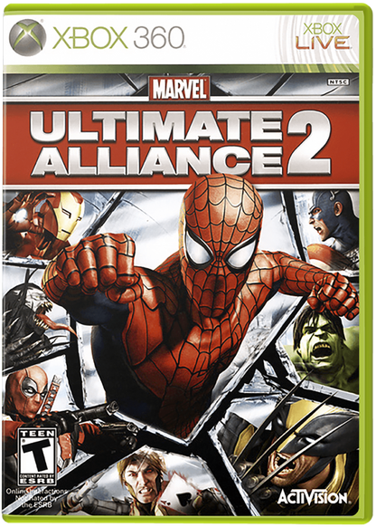 Marvel: Ultimate Alliance 2 cover art for Xbox 360 (X360) action role-playing superhero video game