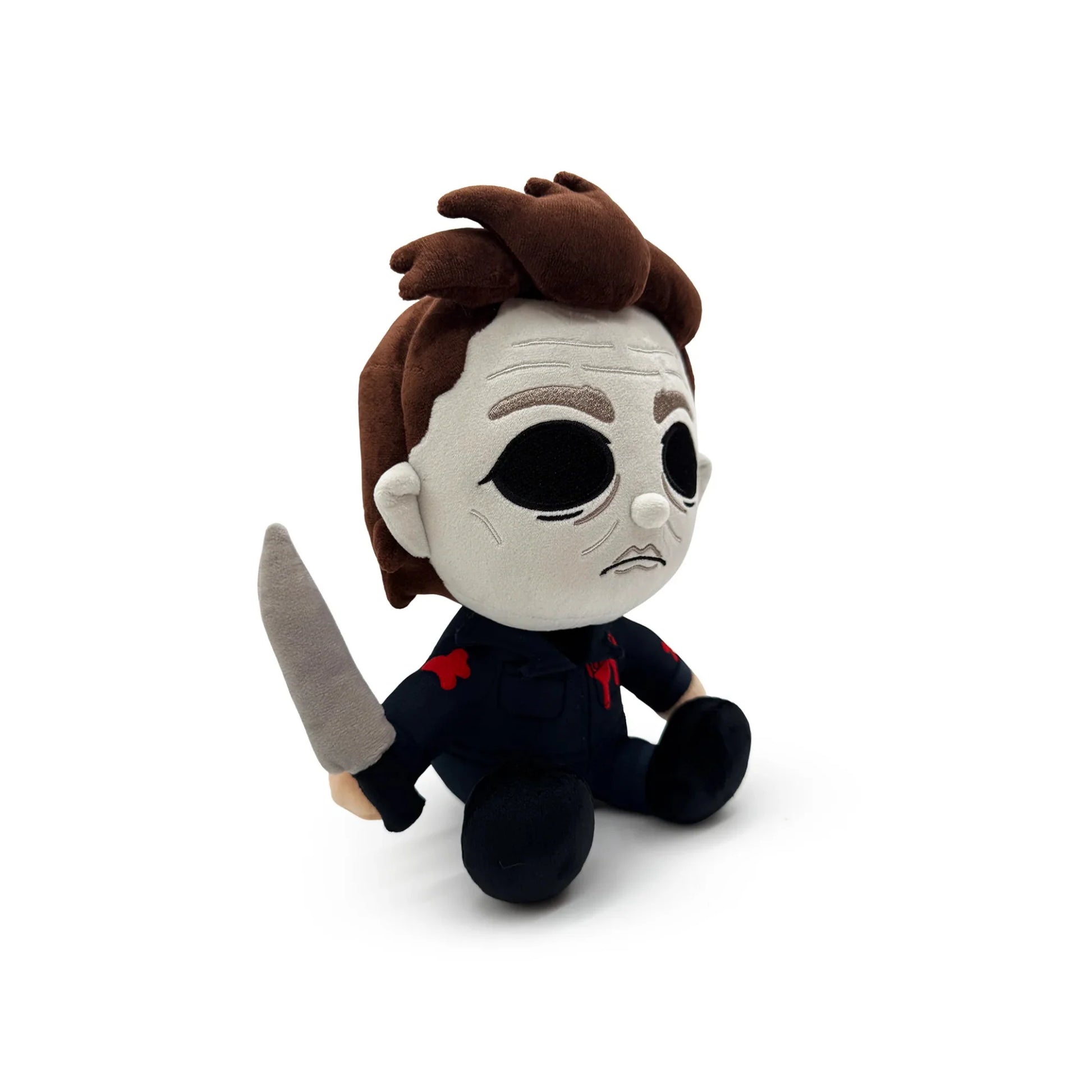 Michael Myers plush inspired design featuring horror movie character collectible plush aesthetic soft stuffed toy slasher icon masked killer Halloween franchise theme spooky horror merchandise presentation
