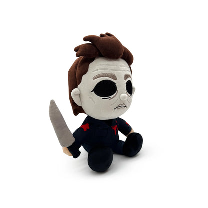 Michael Myers plush inspired design featuring horror movie character collectible plush aesthetic soft stuffed toy slasher icon masked killer Halloween franchise theme spooky horror merchandise presentation