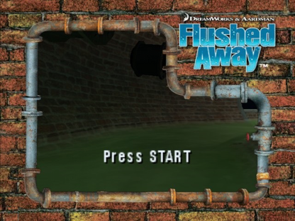 Flushed Away for GameCube featuring family friendly action adventure gameplay based on the animated film main menu