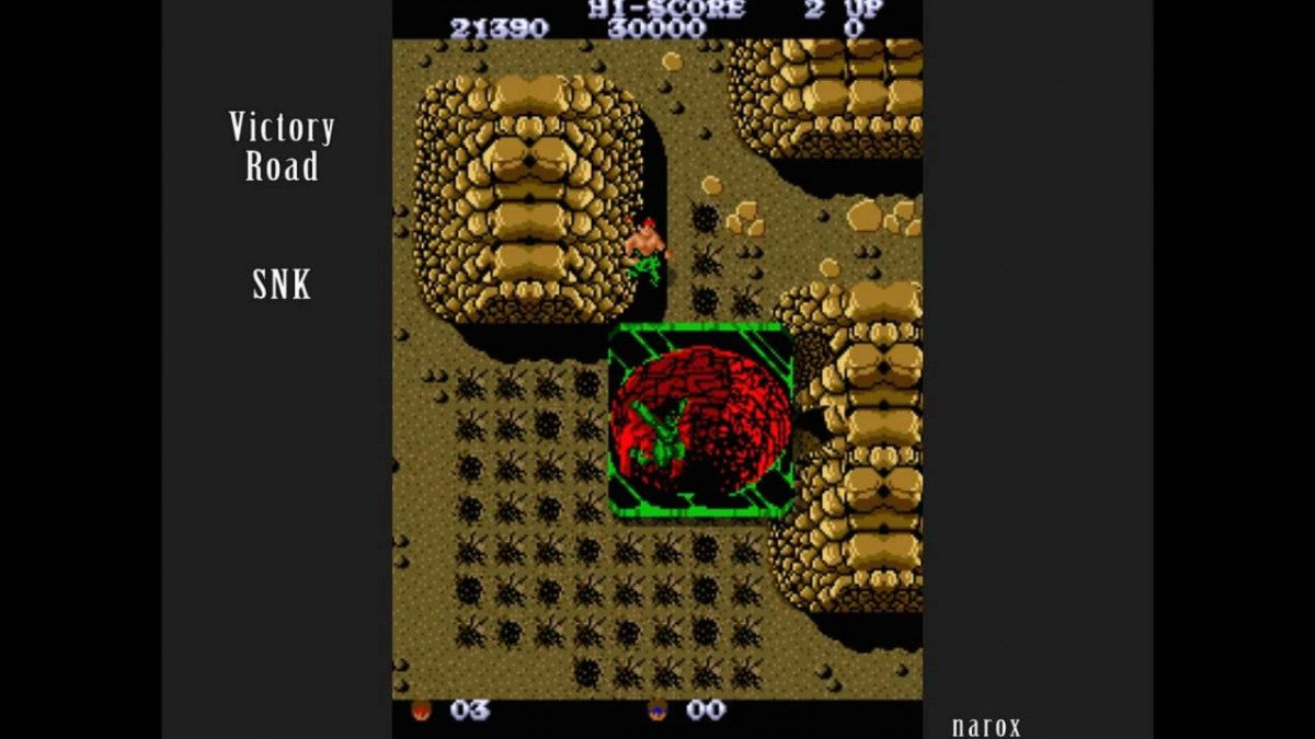Ikari Warriors II Victory Road for Nintendo Entertainment System top down run and gun shooter featuring military combat enemy soldiers vehicles weapon upgrades and cooperative arcade style gameplay gameplay 