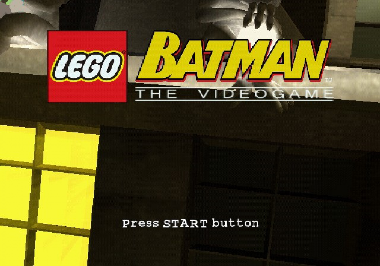 LEGO Batman: The Videogame title screen for Playstation 2 (PS2) video game