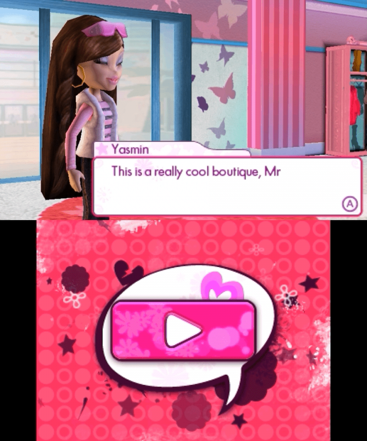 Bratz Fashion Boutique gameplay for Nintendo 3DS (3DS) fashion simulation video game