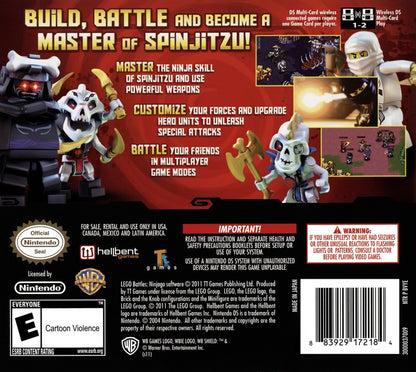 LEGO Battles Ninjago Nintendo DS game featuring real-time strategy gameplay with LEGO ninja characters back cover