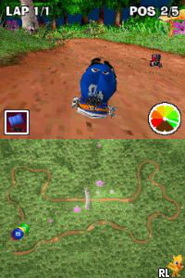 M&M’s Kart Racing Nintendo DS video game, arcade-style racing, colorful candy-themed tracks, family-friendly handheld console title gameplay screenshot