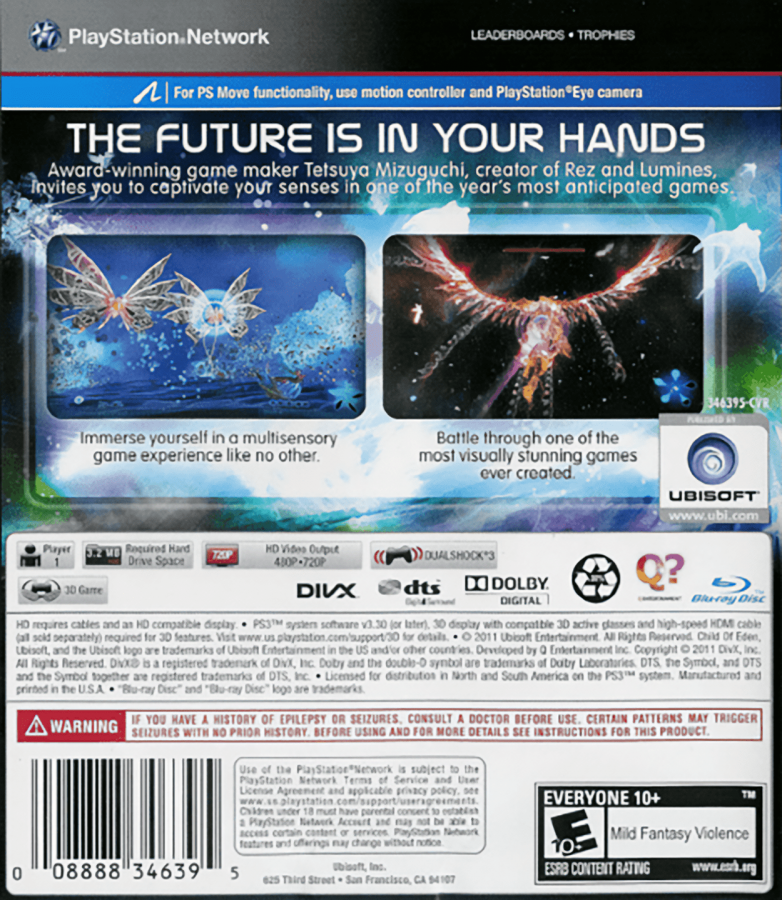 Child of Eden back cover art for PlayStation 3 PS3 video game