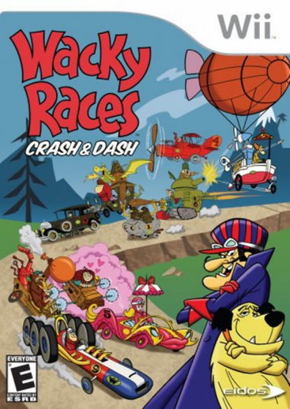 Wacky Races: Crash and Dash cover art for Nintendo Wii (Wii) featuring cartoon‑style racing with zany vehicles, outrageous traps, and characters from the classic Hanna‑Barbera series