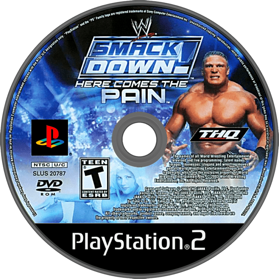 WWE SmackDown! Here Comes the Pain – PlayStation 2 (PS2) video game disc, pro wrestling.