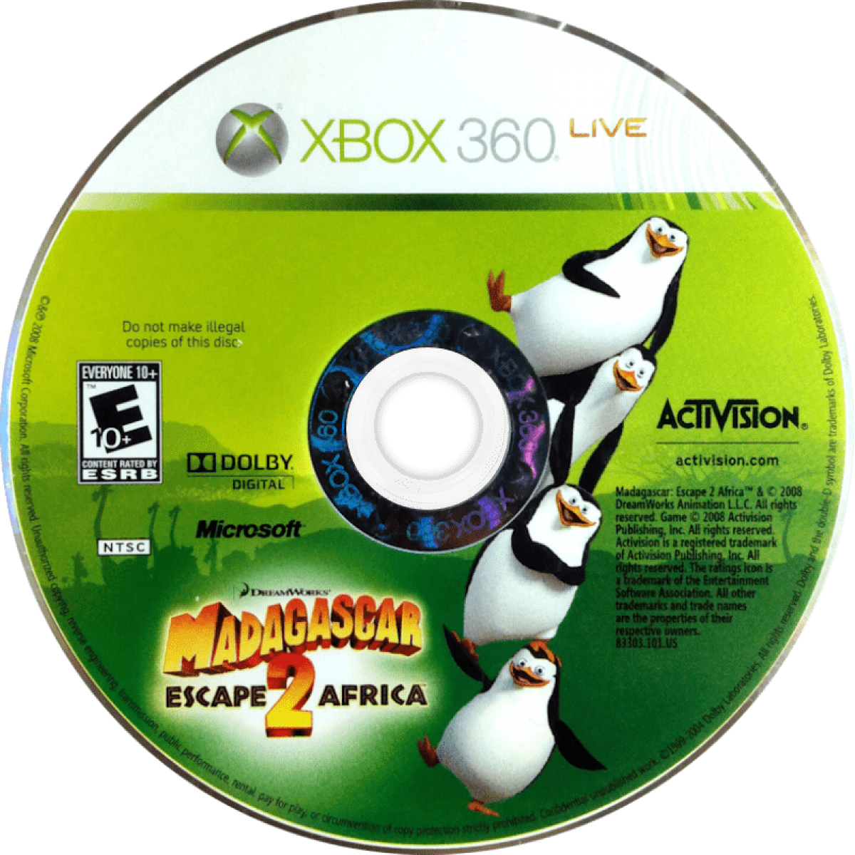 Madagascar: Escape 2 Africa disc for Xbox 360 (X360) action-adventure platformer video game