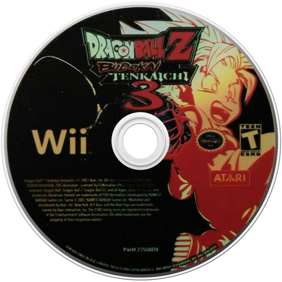 Dragon Ball Z Budokai Tenkaichi 3 disc cover art for Nintendo Wii (Wii) video game