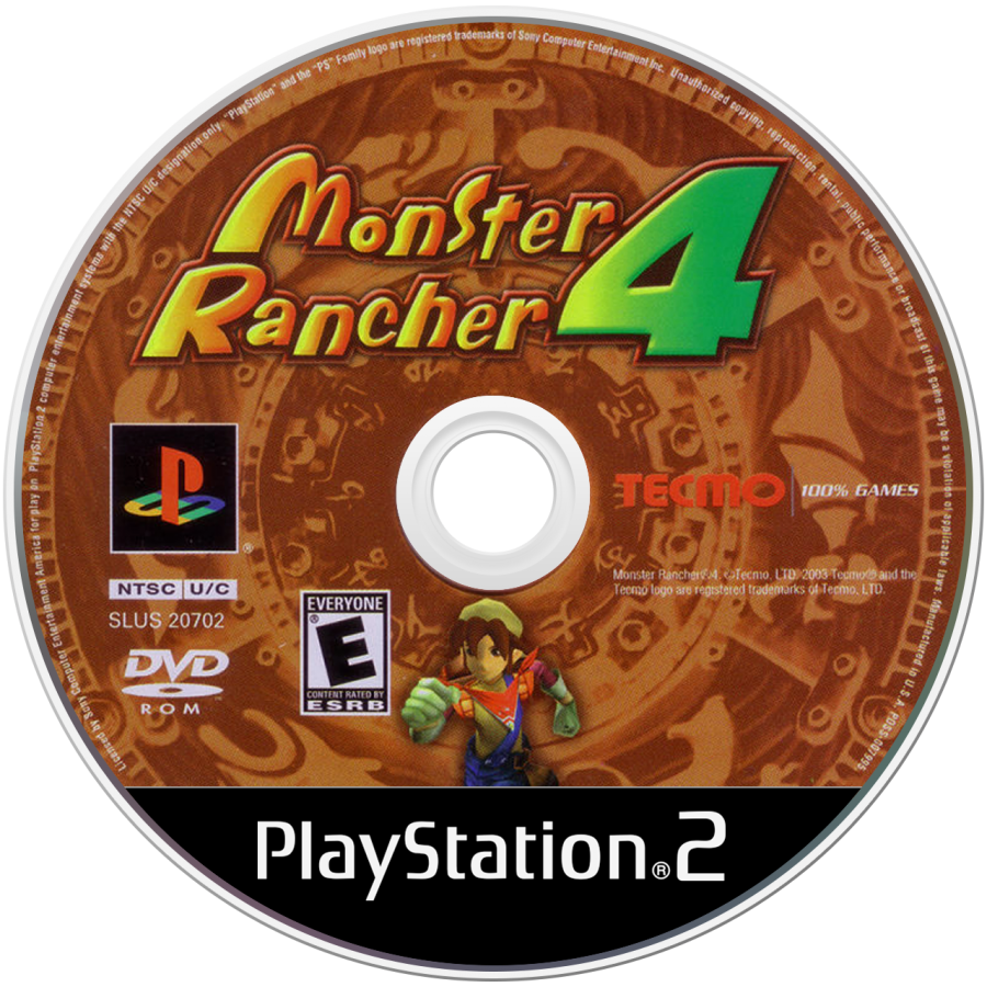 Monster Rancher 4 PlayStation 2 (PS2) monster breeding RPG video game disc