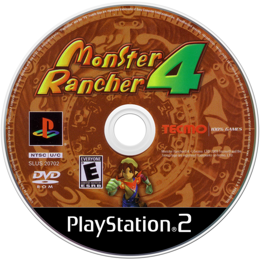 Monster Rancher 4 PlayStation 2 (PS2) monster breeding RPG video game disc