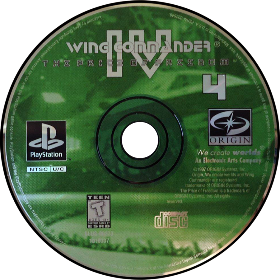 Wing Commander IV retro sci-fi space combat simulation game for PlayStation 1 (PS1) disc 4