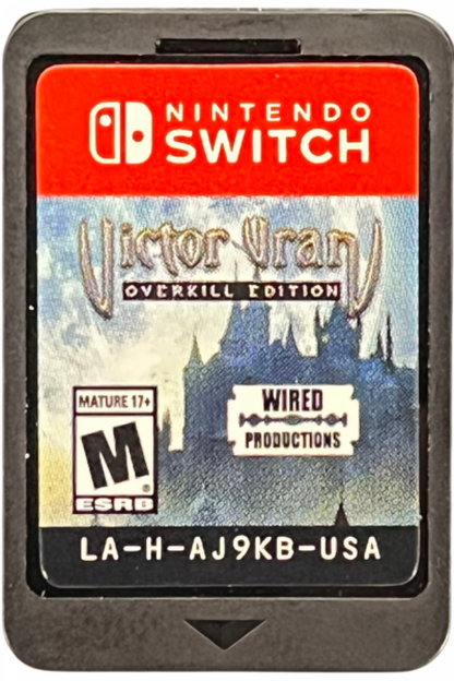 Victor Vran Overkill Edition Nintendo Switch inspired design featuring action role playing adventure aesthetic demon hunting combat customizable weapons dark fantasy environments loot driven progression cooperative gameplay and intense hack and slash action presentation cartridge