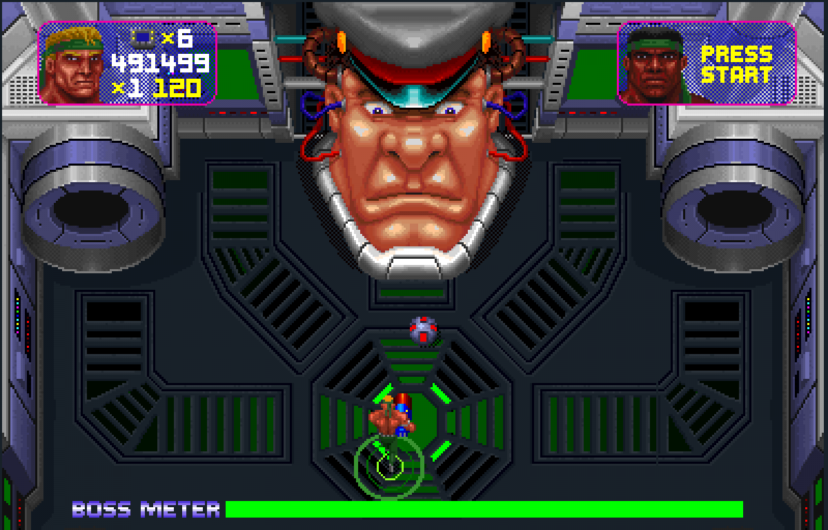 Total Carnage for Super Nintendo top down run and gun arcade shooter featuring explosive action rescue missions power ups and two player co op gameplay 