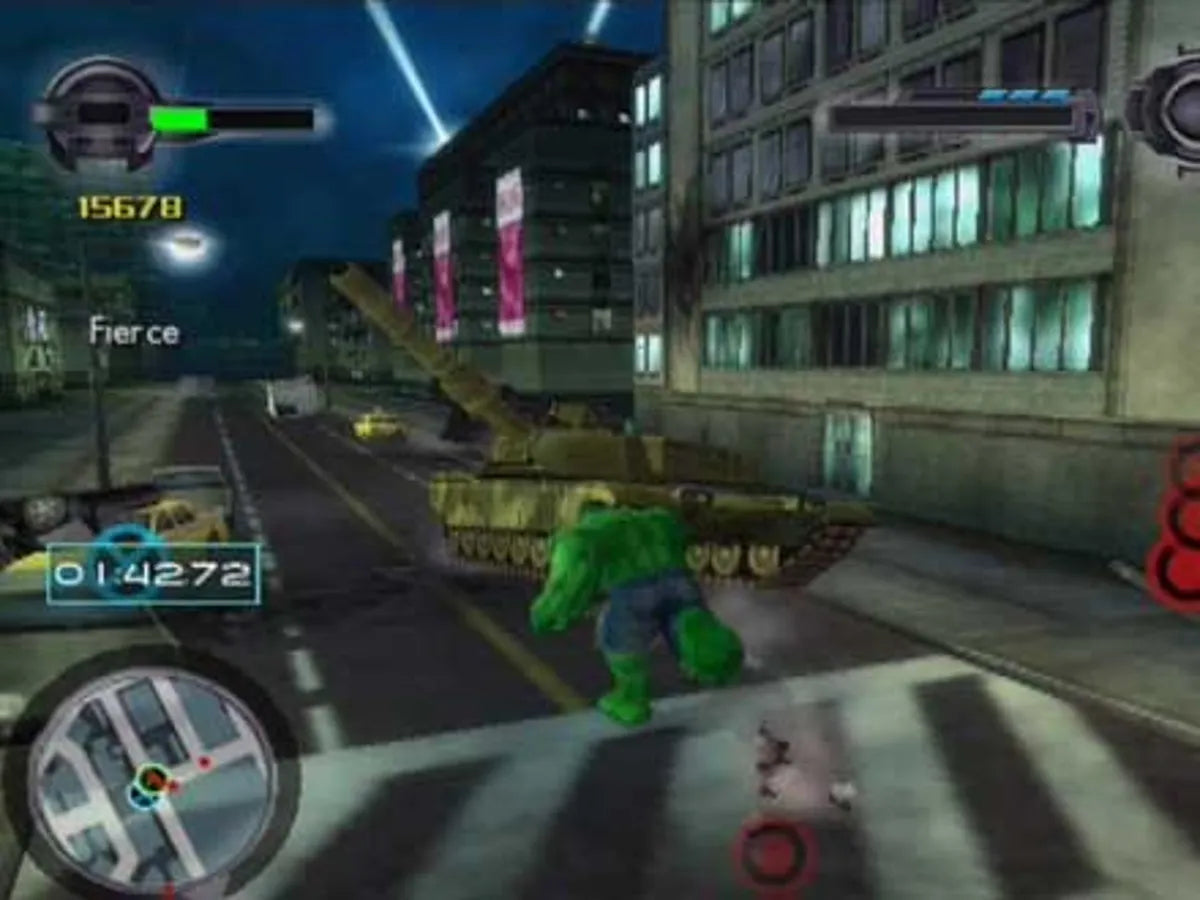 Hulk for GameCube featuring destructive action gameplay as the Incredible Hulk in an open environment gameplay screenshot
