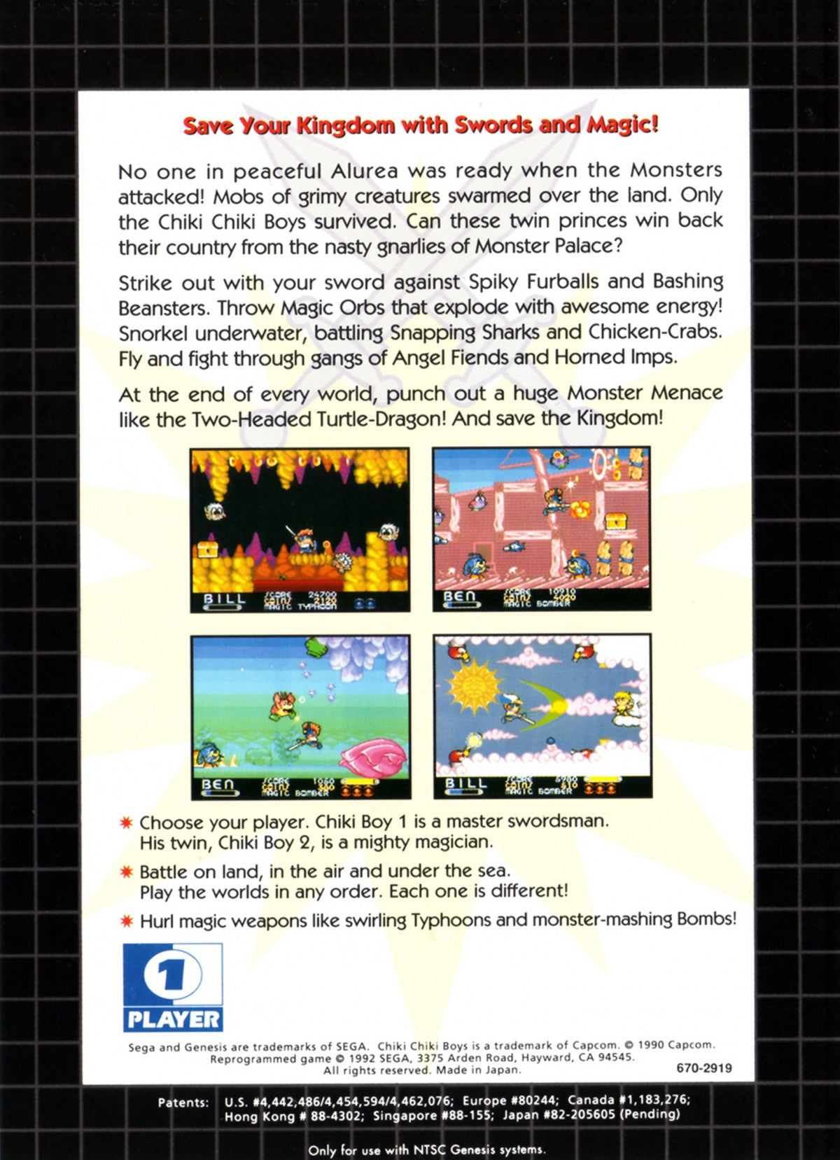 Chiki Chiki Boys Sega Genesis GEN for retro video game enthusiasts featuring side scrolling action platforming gameplay fantasy adventure cooperative multiplayer colorful levels magical abilities challenging enemies classic arcade action and collectible gaming appeal gameplay 