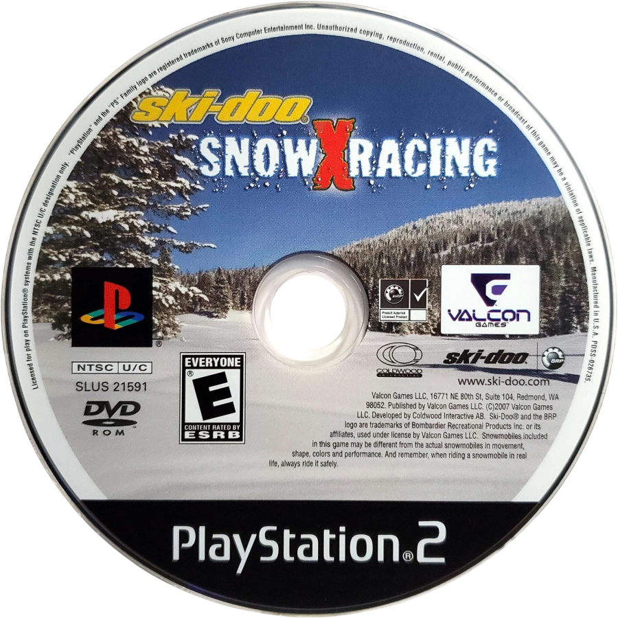 Ski-Doo: Snow X Racing – PlayStation 2 (PS2) video game disc, snowmobile racing game.