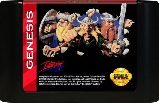 The Lost Vikings Sega Genesis retro video game puzzle platformer cartridge (1993)