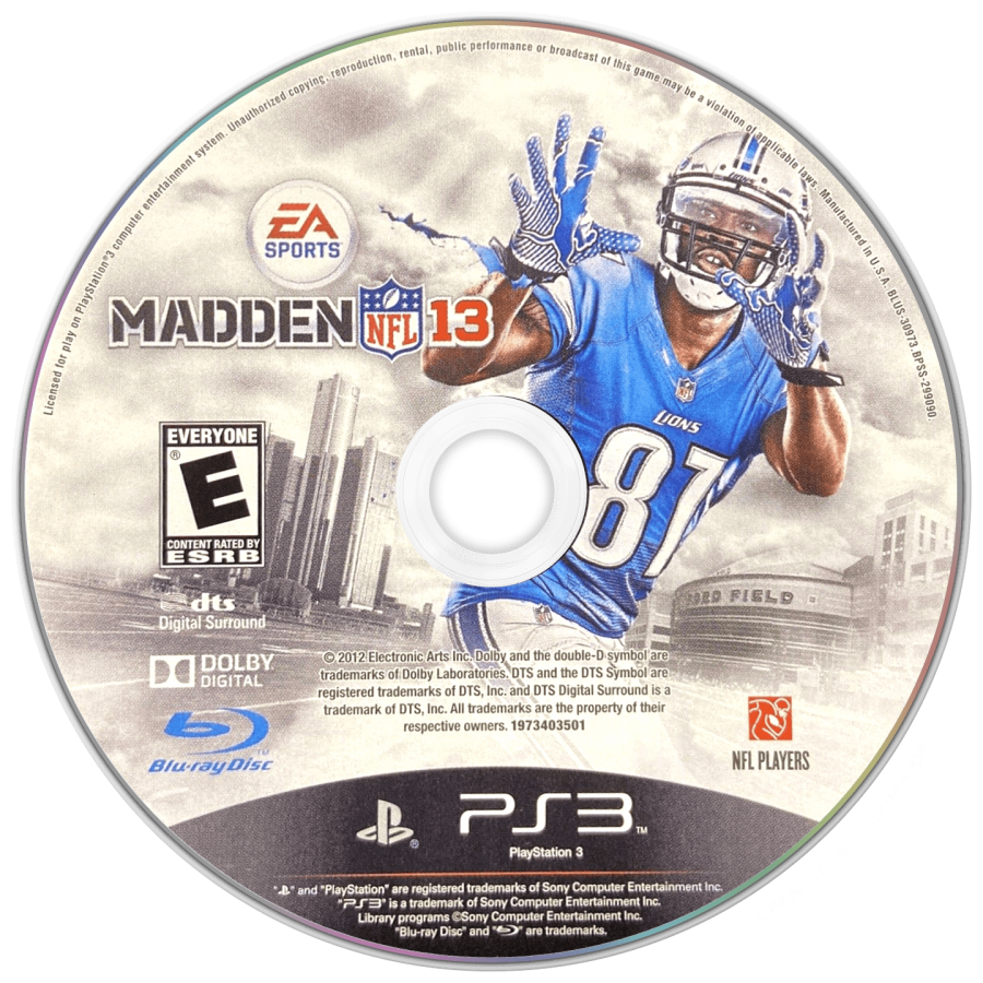 Madden NFL 13 disc art for PlayStation 3 (PS3) video game