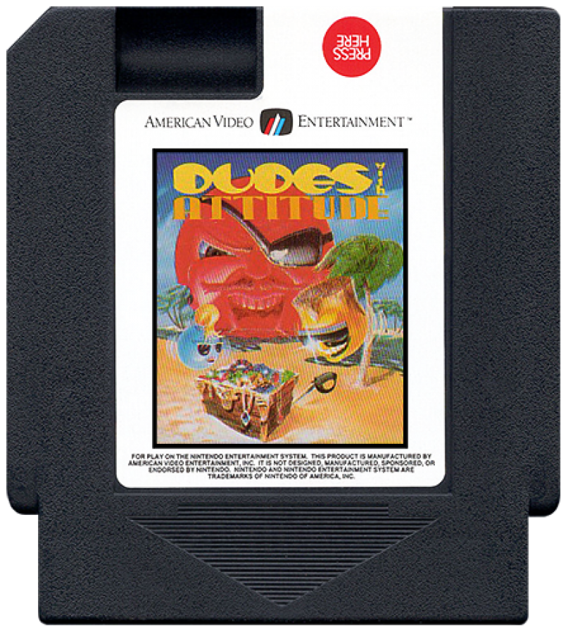 Dudes with Attitude retro NES video game Dudes with Attitude puzzle platform action gameplay quirky characters cooperative challenges classic console title Nintendo Entertainment System release cartridge