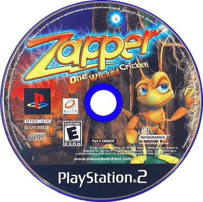Zapper One Wicked Cricket PS2 PlayStation 2 platformer action adventure game retro video game disc