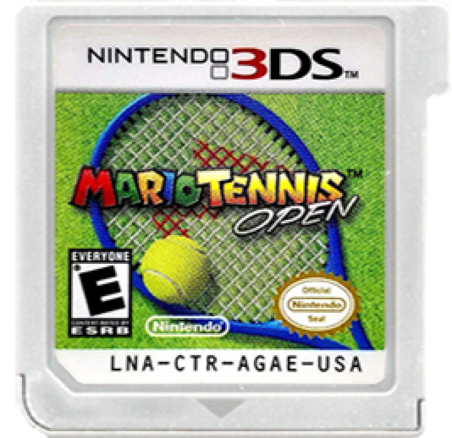 Mario Tennis Open retro Nintendo 3DS video game Mario Tennis sports tennis multiplayer competitive gameplay Mario characters arcade style matches handheld console title Nintendo 3DS release cartridge