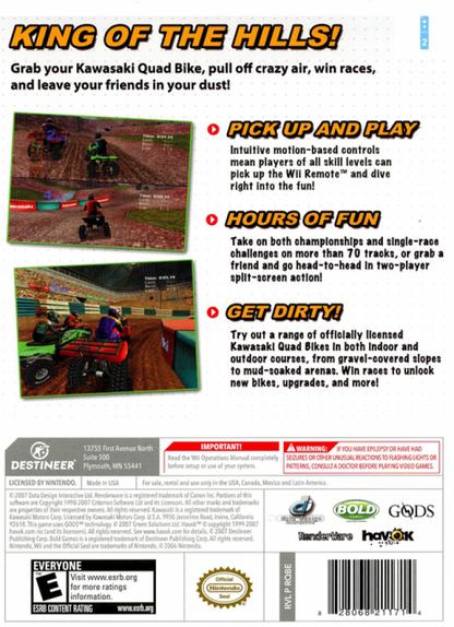 Kawasaki Quad Bikes – Nintendo Wii (Wii) ATV racing sports video game ack of case