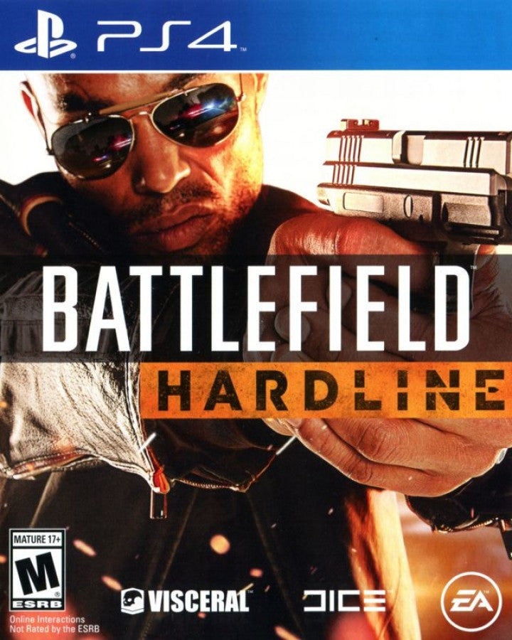 Battlefield Hardline cover art for PlayStation 4 (PS4) first-person cops vs criminals action shooter video game