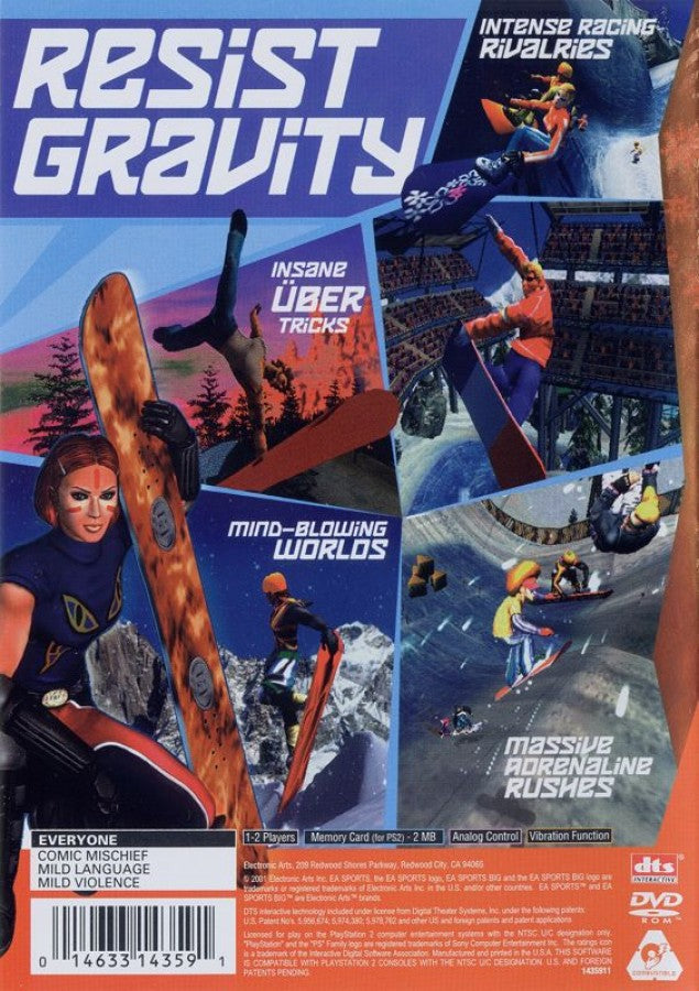 SSX Tricky – PlayStation 2 (PS2) video game back of case, arcade snowboarding.