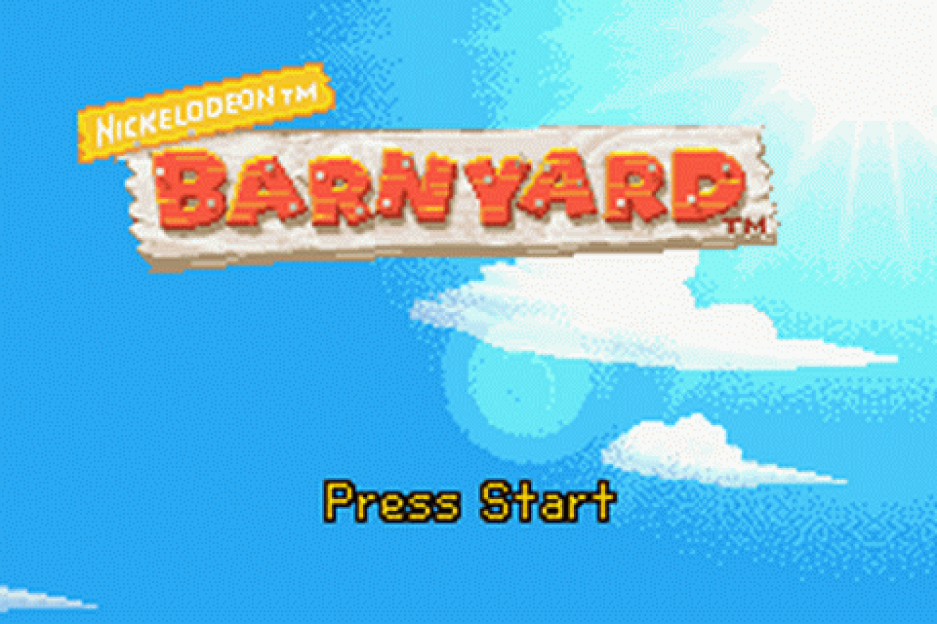 Barnyard Game Boy Advance GBA title screen for retro video game enthusiasts featuring farm themed adventure gameplay mini game collections open farm exploration animal character activities lighthearted story missions and portable handheld casual gaming experience and collectible gaming appeal