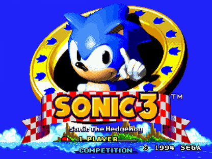 Sonic the Hedgehog 3 title screen for Sega Genesis (GEN) video game