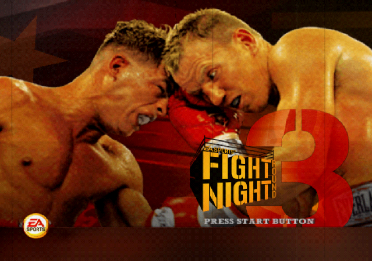 Fight Night: Round 3 title screen for PlayStation 2 (PS2) realistic boxing sports simulation video game