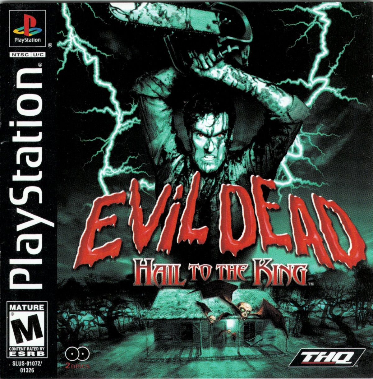 Evil Dead Hail to the King PlayStation 1 PS1 for retro video game enthusiasts featuring survival horror gameplay zombie and undead combat cinematic action adventure puzzle solving spooky environments cult horror atmosphere and collectible gaming appeal front cover