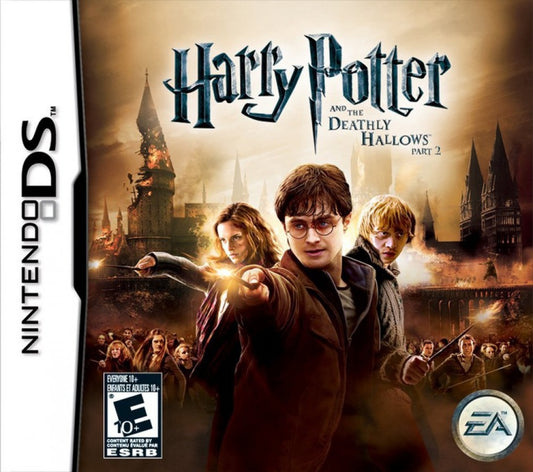 Harry Potter and the Deathly Hallows Part 2 for Nintendo DS, cover image for an action-adventure video game with spell-based combat, mission gameplay, and wizarding world storyline