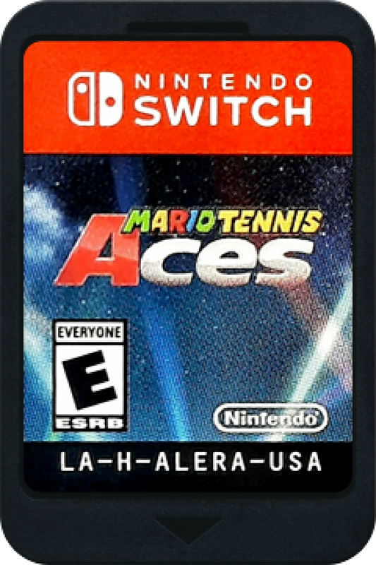 Mario Tennis Aces for Nintendo Switch (NS) featuring fast-paced tennis where Mario and friends use powerful Zone Shots and Special Shots to dominate the court; enjoy the return of a dedicated Story Mode and intense online tournaments in this strategic, high-energy sports title cartridge