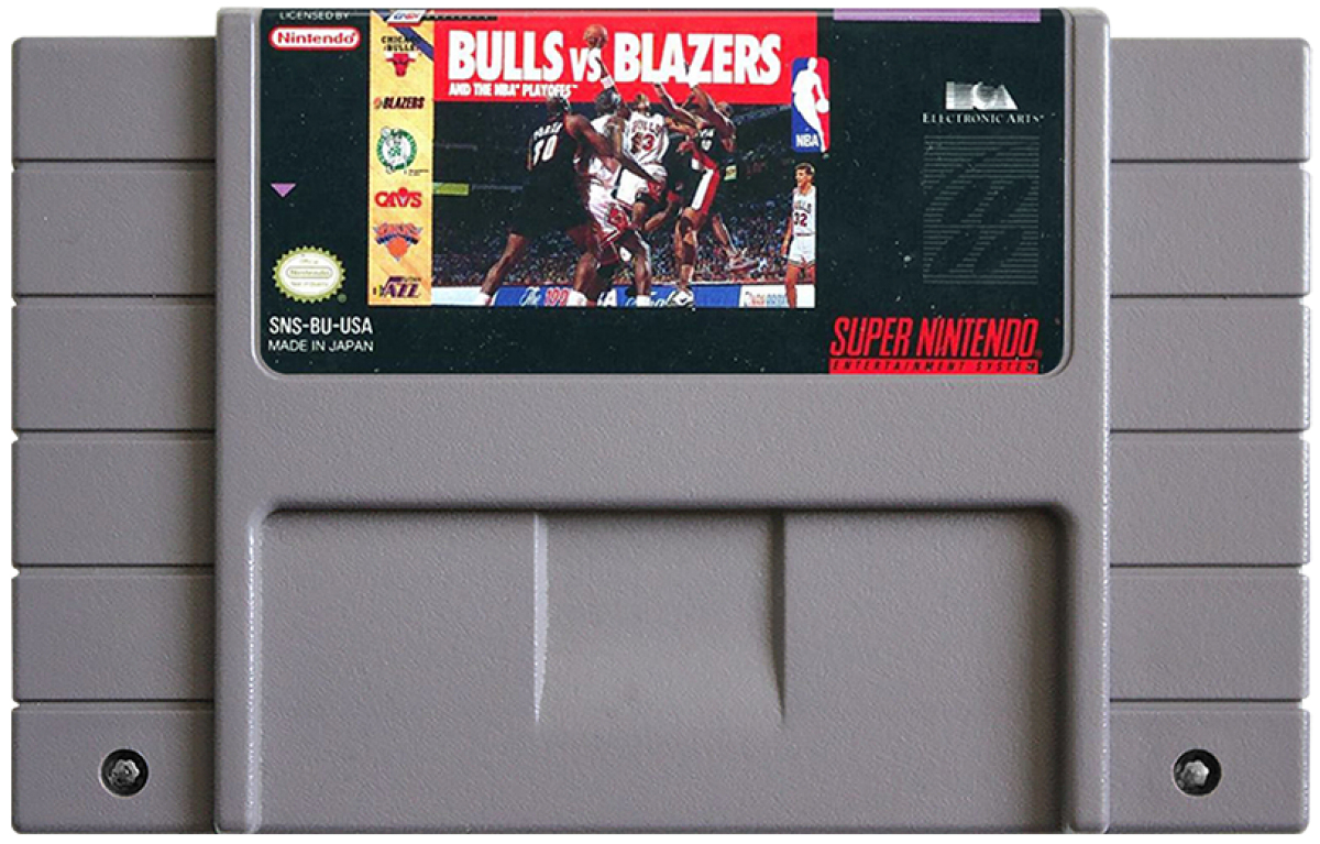 Bulls vs Blazers and the NBA Playoffs cartridge for Super Nintendo Entertainment System SNES retro video game